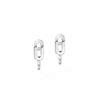 MESSIKA MOVE UNO MINI HOOP EARRINGS WHITE GOLD DIAMOND EARRINGS 10050-WG